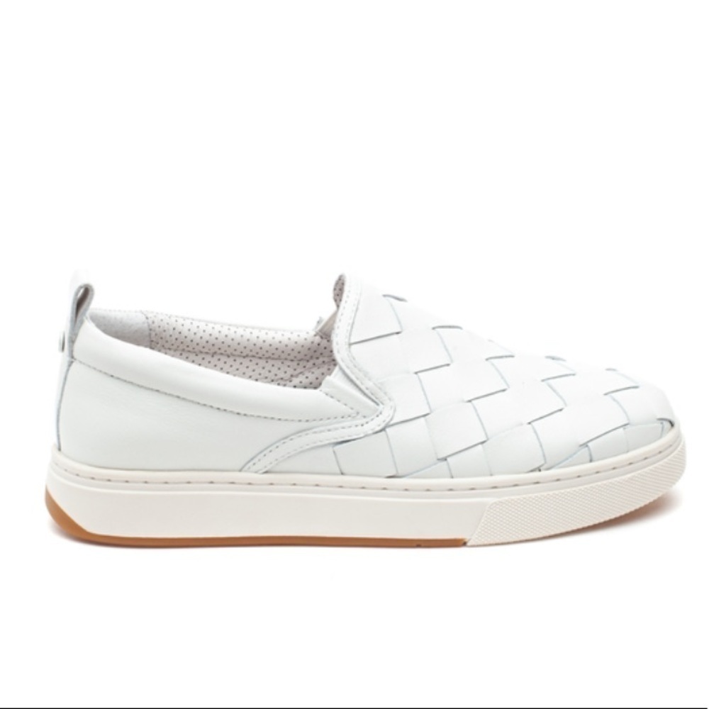 J/SLIDES Woven Leather Slip-on Sneakers/loafers in White   Size 7.5